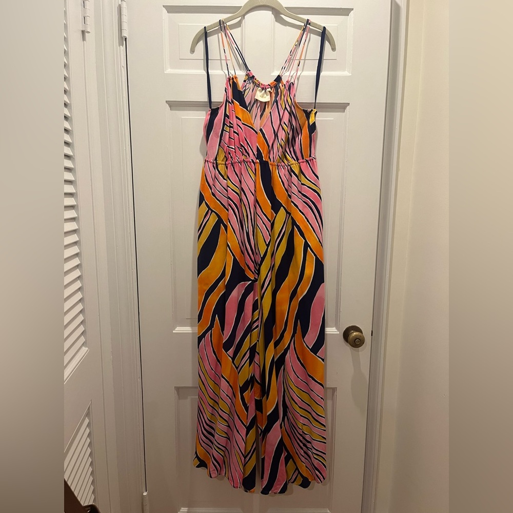 Maeve Vibrant Pink and Orange Maxi jumpsuit